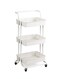 3 Tier Utility Rolling Storage Cart With Handles And Lockable Wheels Pearl While 43x36x86.5cm