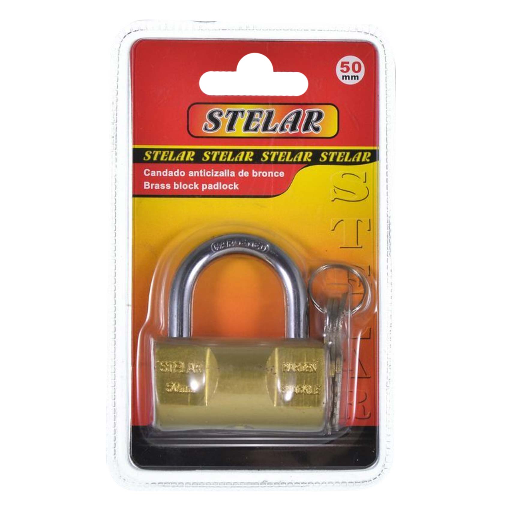 STELAR BRASS BLOCK PADLOCK 50MM