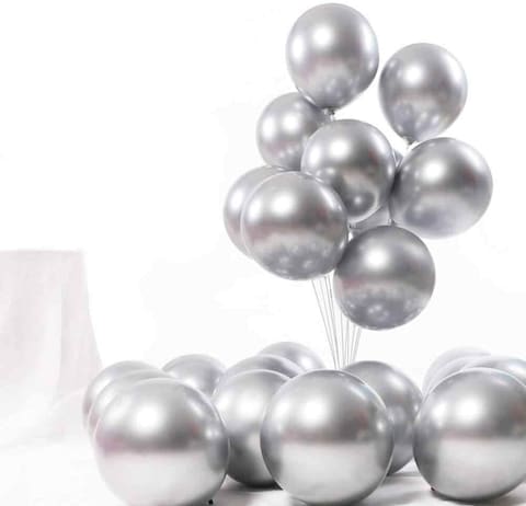 JMD 3.2G 12 Inch 40Pcs Metallic Chrome Latex Balloon For Wedding Birthday Party Baby Shower Gender Revealdecoration (Silver)