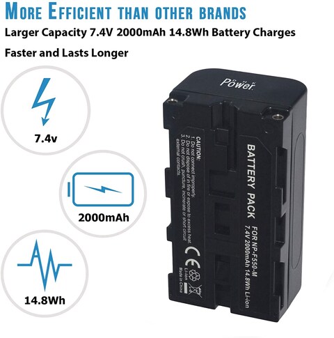 DMK Power USB DC Rechargeable NP-F550 NP-F570 Battery 2000mAh for LED Video Light and Monitor only