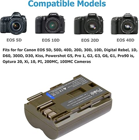 DMK Power BP-511 1560mAh Batteries with TC1000 LCD Charger Compatible with Canon EOS 5D 50D 40D 20D 30D 10D Digital Rebel 1D D60 300D D30 etc,