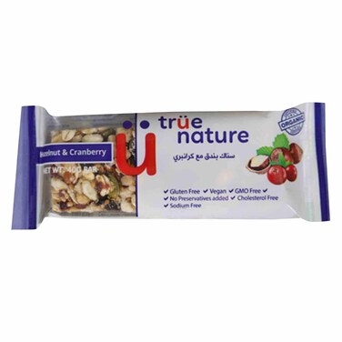 True Nature Hazelnut And Cranberry Bar 40GR