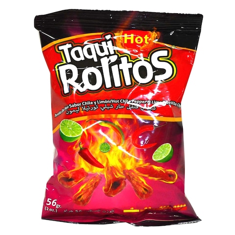 Trikos Fuego Taqui Rolitos Hot Chilli Pepper And Lime Tortilla Chips 56g