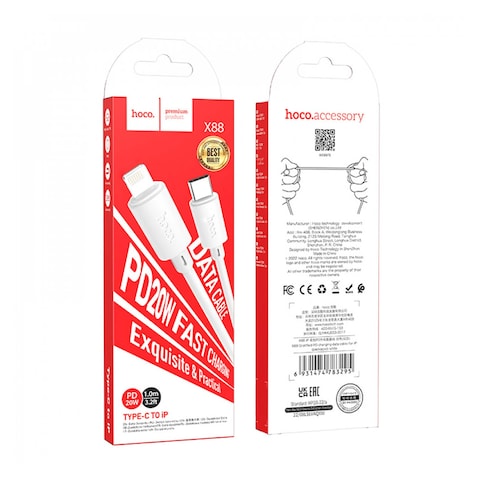 Hoco X88 USB Type C To Lightning Cable - 3 Amp - White