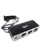 Generic - Dual USB 3-Way Socket Splitter Car Charger With LED Light Black/Silver