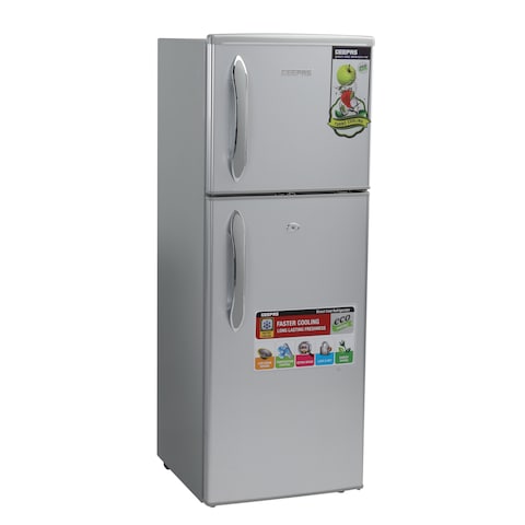 Geepas 180L Gross &amp; 132L Net Capacity Double Door Direct Cool Refrigerator GRF1856WPN, 1 Year Manufacturer Warranty