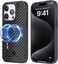 MONOCARBON Real Carbon Fiber case for iPhone 15 PRO cover [MagSafe Compatible] Military Grade - Matte Black