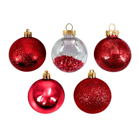 Christmas Magic Christmas Tree Baubles Party Decoration 12-Pieces- 6 cm Size- Red