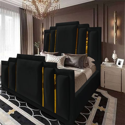إن هاوس باريس هيكل سرير منجد بالمخمل - نفر - 200×120 سم - أسود