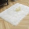 Aiwanto Stylish Ultra Soft Silky Fluffy Shag Faux Sheepskin Area Rug, Bedside Rugs for Bedroom Living Room Carpet Nursery Floor Mats, 2x3 ft, White