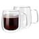 LIHAN Double Wall Glass Coffee Mugs with Handle 200ML,Clear Heat-resistant Glass Coffee Mugs for Cappuccino Cups,Espresso Cups,Tea Cups,Latte Cups,Glass Beverage