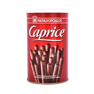 Papadopoulous Caprice Hazelnut &amp; Cocoa Cream Wafer Rolls 250GR +20%