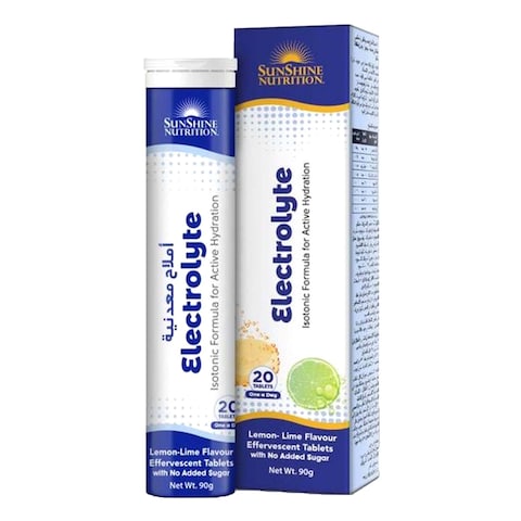Sunshine Nutrition Isotonic Electrolyte Effervescent Lemon-Lime Flavour 20 Tablets