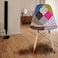 GDF Modern Dining Chair Plastic Shell With Fabric &amp; Wooden Legs Blue+Pink Color Model- JEAM3  (No warranty for furniture items)