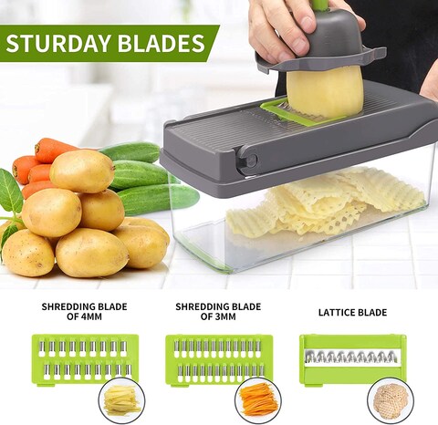 Generic Vegetable Cutter Cube Cutter Vegetable Chopper Vegetable Slicer Suitable For Grating Slices 14 In 1 Multifunctional Cutter Cucumber Slicer Fruit Cutter Potato Cutter