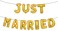 Party Time Gold 16inch JUST MARRIED Letter Banner Foil Balloons, Letter Mylar Balloons for Wedding Bachelorette Weddings Bridal Shower Party - Party Supplies