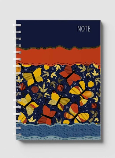 Lowha Spiral Notebook With 60 Sheets And Hard Paper Covers With Butterflies Note Design, For Jotting Notes And Reminders, For Work, University, School