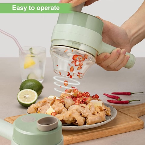 Electric Vegetable Cutter Set 2023 Release - 4 in 1 Portable, Rechargeable, Wireless Food Processor &amp; Chopper Machine for Pepper, Garlic, Onion, Celery &amp; Meat