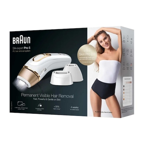 Braun IPL Silk Expert Pro 5 Light Hair Removal Device - White/Gold - PL5257