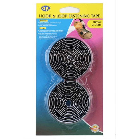 GTT Hook And Loop Fastening Tape 206880 Black Pack of 2