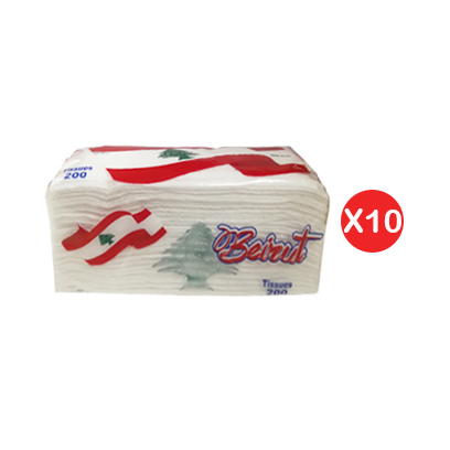 Beirut Facial Tissues 200 Count X Pack Of 10