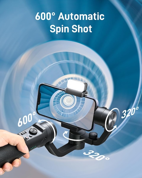 Hohem iSteady Mobile+ Kit Gimbal Stabilizer For Smartphone, 3-Axis Phone Gimbal With Fill Light, Ultra-Wide-Angle Mode, 600&deg; Inception, Vlog Stabilizer For Android And iPhone 15, 14, 13 Pro Max