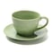 Fissman Ceramic Cup and Saucer Green Crackle Green