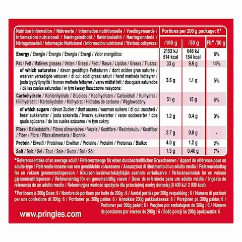 PRINGLES POTATO CHIPS ORIGNAL  200G