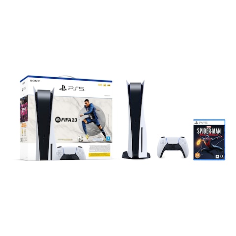 Sony PlayStation 5 Console With FIFA 2023 Game Voucher And Spider-Man Game White