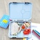 Eazy Kids 4 Compartment Bento Lunch Box  w/ Sandwich Cutter Set-Shark Blue