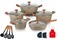 Dessini 17-Piece Non Stick Granite Cookware Set 20/24/28/32cm Casserole, 28cm Shallow Casserole - PFOA Free