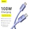Baseus 100W 4ft USB C To USB C Cable Fast Charge Nylon Braided Type-C Cable for iPhone 15 Pro/iPhone 15 Pro Max/iPhone 15 Plus/iPad Air/iPad Pro/MacBook Pro Galaxy S23/Huawei/Xiaomi And More Purple