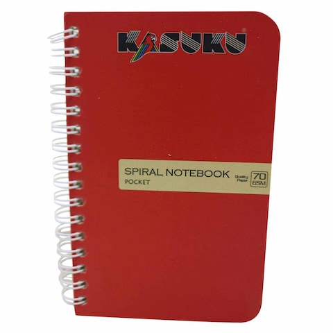 Kasuku Spiral Pocket Notebook Red 70 Pages