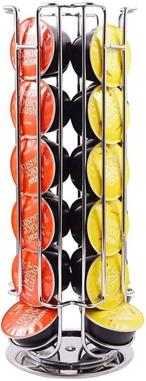 24 Capsule Coffee Pod Stand Rack Coffee Pod Holders for Nescafe Dolce Gusto (24 Pods), Silver