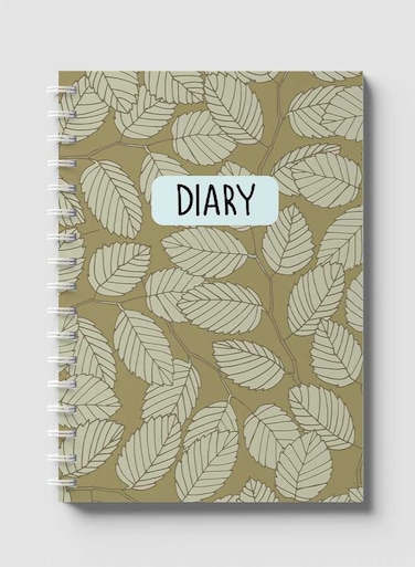Lowha Spiral Notebook With 60 Sheets And Hard Paper Covers With Elm Branches &amp; Leaves Design, For Jotting Notes And Reminders, For Work, University, School