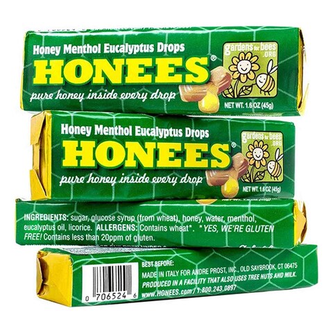 Honees Honey Menthol Eucalyptus Candy Cough Drops 45g