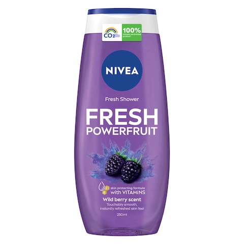 NIVEA Shower Gel Body Wash Fresh Powerfruit Antioxidants Blueberry Scent 250ml