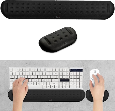 Rubik Memory Foam Keyboard And Mouse Wrist Rest Pad, Ergonomic Hand Palm Support, Memory Foam, For Gaming, Computer, PC, Laptop, Mac Typing And Wrist Pain Relief