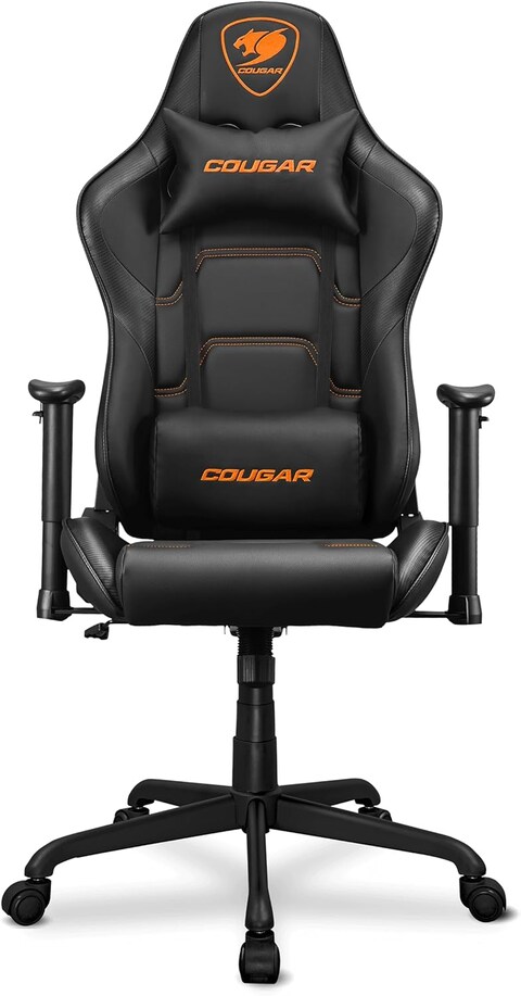 Cougar Gaming Chair Armor Elite, Steel-Frame, Breathable PVC Leather, 160&deg; Recliner System, 120kg Weight Capacity, 2D Adjustable Arm-Rest, Steel 5-Star Base - Black