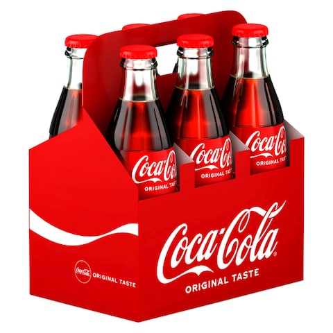 Coca-Cola Original Taste Carbonated Soft Drink Glass Bottle 290ml Pack of 6