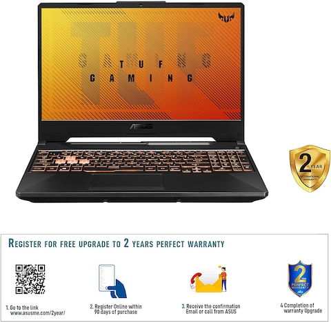 ASUS TUF Gaming F15 FX506LHB-HN323W (Bonfire Black) Gaming Laptop, I5-10300H 8GB 512G GB SSD, NV GTX1650, WIN11 HOME, 15.6 inch FHD 1920X1080 16:9 144Hz, HD Webcam, RGB-Backlit-Eng-Arb-KB