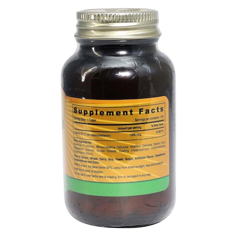 Sunshine Nutrition Vitamin B12 Time Release 1000mcg Dietary Supplement 100 Tablets