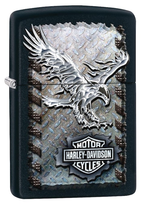 Zippo 28485 Harley Davidson Chrome Eagle Black Matte Lighter