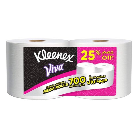 Buy Kleenex Viva Mega Tissue White 350m 2 Rolls in UAE