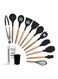 12 Piece Silicone Cooking Wooden Utensils Tool Multicolour 15x33x15cm
