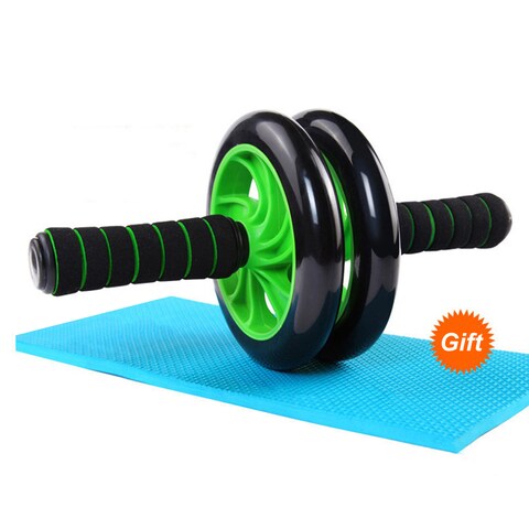 Decdeal - Double Wheel Roller with Knee Mat Waist Slimming Trainer for Home Gym Fitness Multifunctional Abdominal Exercise Equipment