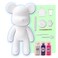 DIY CREATE YOUR OWN UNIQUE ACRYLIC FLUID POURING PAINT BEAR (9 inch - 23 cm) COMPLETE SET, colors: White, Dark-Purple, Fluorescent-Pink, Customize Handmade Creative Birthday Gift