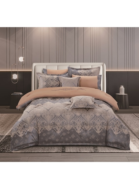 STARGOLD Comforter Set Extra Soft Lace Jacquard Comforter King Size Microfiber Printed 8 Pieces Set