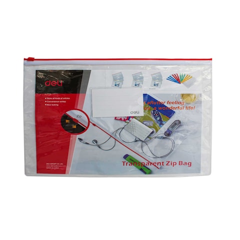 Deli Clear Zipper Bag A4 1Pc