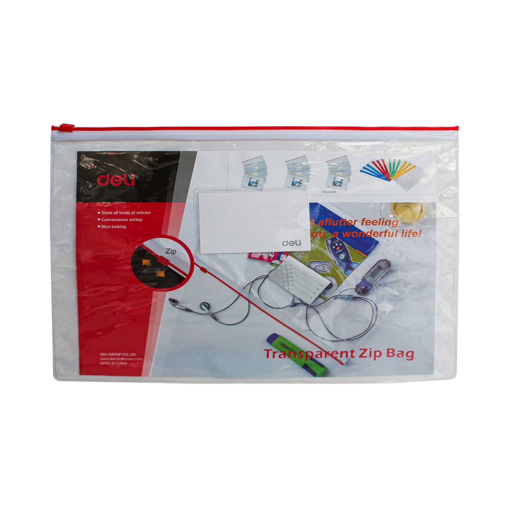 Deli Clear Zipper Bag A4 1Pc